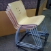 Blonde Wood Seat Metal Frame Stacking Chair