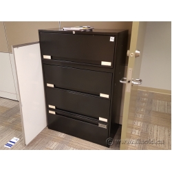 36" Black 4 Drawer Lateral File Cabinet Flip Front Style