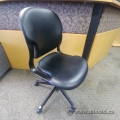 Black Leather Low Back Office Chair w/o Arms