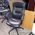 Black Leather High Back Office Chair w/ Fixed Padded Arms