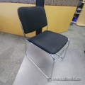 Black Chrome Cloth Guest Stacking Chair Sled Based