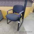 Black Fabric Sleigh Guest Chair w/ Rubber Padded Arms