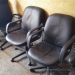 Black Leather Mid Back Rolling Task Chair w/ Fixed Arms