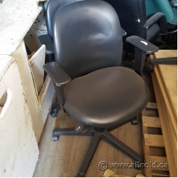 Black Leather Mid Back Adjustable Office Task Chair