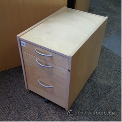 Blonde Ikea 3 Drawer Rolling Locking Storage Pedestal