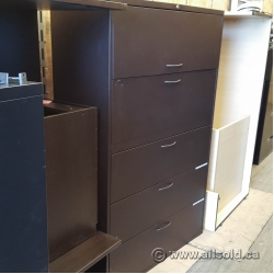 Brown Teknion 5 Drawer Lateral File Cabinet