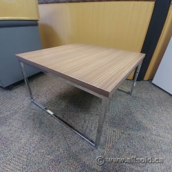 Walnut Side / End Coffee Table With Chrome Base