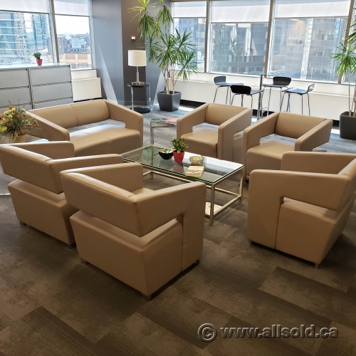 Contemporary Modern Beige Leather Lobby Reception Furniture Allsold Ca Buy Sell Used Office Furniture Calgary