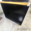 Meridian Black Metal Storage Cabinet with Wood Top