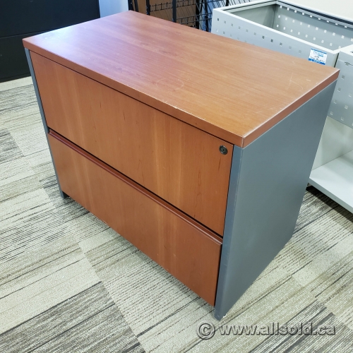 36 Medium Maple Wood 2 Drawer Lateral File Cabinet Locking