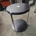 Espresso Round Side / End Table w/ Chrome Supports