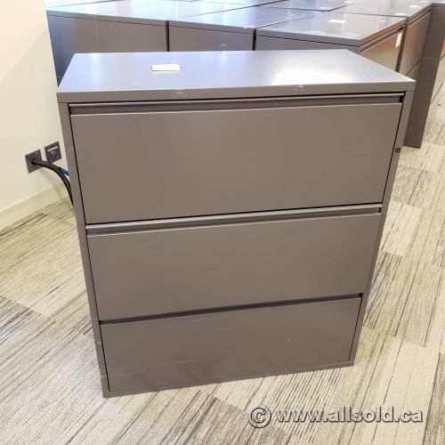 Dark Grey Meridian 3 Drawer Lateral File Cabinet Locking Allsold Ca Buy Sell Used Office Furniture Calgary