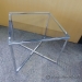 Pair of Glass Top Side End Table With Cross Shape Chrome Base