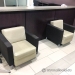 2 Tone Beige and Brown Leather Reception Lobby Arm Chair