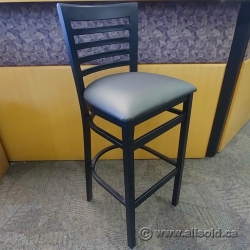 Black Frame Dining Guest Chair Bar Stool with Grey Seat