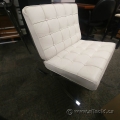 White Leather Chrome Lounge Chair Barcelona