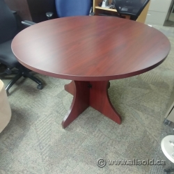 Mahogany Wood 39" Round Table with Cutout Cross Base