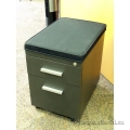 Charcoal 2 Drawer Rolling Pedestal w Black Cushion Seat, Locking