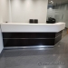 White and Espresso Reception Desk w/ Transaction Counter