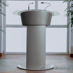 Silver Podium Lecturn w/ Pull Out Tray