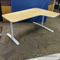 Blonde Ikea Bekant Corner Desk w/ White Legs