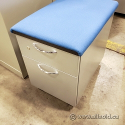 Steelcase 2 Drawer Grey Rolling Storage Pedestal w/ Cushion