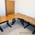 Simo Peanut Height Adjustable L Suite Desk w/ Black Base