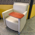 Tan Teknion Leather Armchair w/ Swivel Tablet