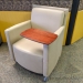 Tan Teknion Leather Armchair w/ Swivel Tablet