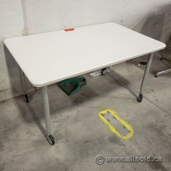 48 x 30 White Rolling Meeting Training Table