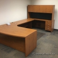 Bow Front Executive Sugar Maple U/C Suite Desk with Overhead