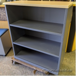 42" Height Grey Wood Bookcase w/ Blonde Top