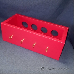 Red Shadow Box Mounted Shelf w/ Hooks