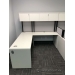 White L Suite Office Desk w/ Overhead Storage Hutch