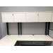 White L Suite Office Desk w/ Overhead Storage Hutch