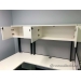 White L Suite Office Desk w/ Overhead Storage Hutch