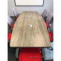 Grey Boat Shaped Boardroom Meeting Table w/ Pop Up Power Grommet