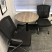 30" Grey Classic Round Conference Table with Black Metal Base