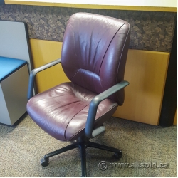 Keilhauer Respons Leather Meeting Task Chair w/ Fixed Arms