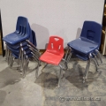 Set of 10 Chrome Leg Plastic Student Stacking Chairs