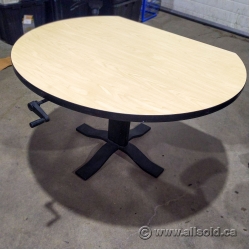 Gunnar Blonde and Black Height Adjustable 42" Meeting Table