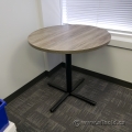 30" Grey Classic Round Conference Table with Black Metal Base