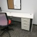 White L Suite Office Desk w/ Pedestal Storage & Desktop Privacy