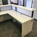 White L-Suite Reception Desk w/ Transaction Counter & Storage