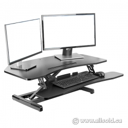 Black 37" Corner Desktop Sit Stand Riser Converter
