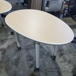 48" Blonde Egg Shaped Rolling Training Table