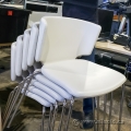 White Supple Leather Stacking Chair, Wipe-able
