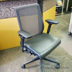 Steelcase Think Grey Mesh Back Leather Seat Adj. Task Chair