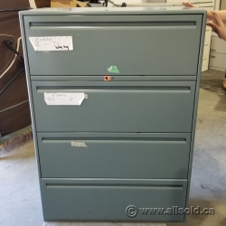 Teal 4 Drawer Lateral File Cabinet, Locking