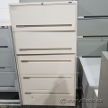 Global Beige 5 Drawer Lateral File Cabinet, Flip Top, Locking